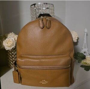 Coach Pebbled Leather Backpack in Caramel NEVER USED